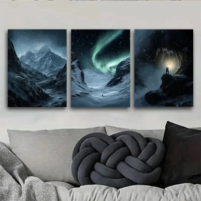 3pcs Northern Lights Stunning Arctic Scene Metal Print Ready to Hang Art