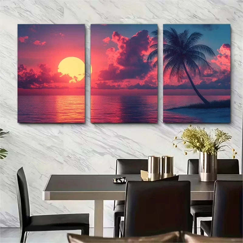3pcs Abstract Waves Textured Painting Metal Print Ready to Hang Art