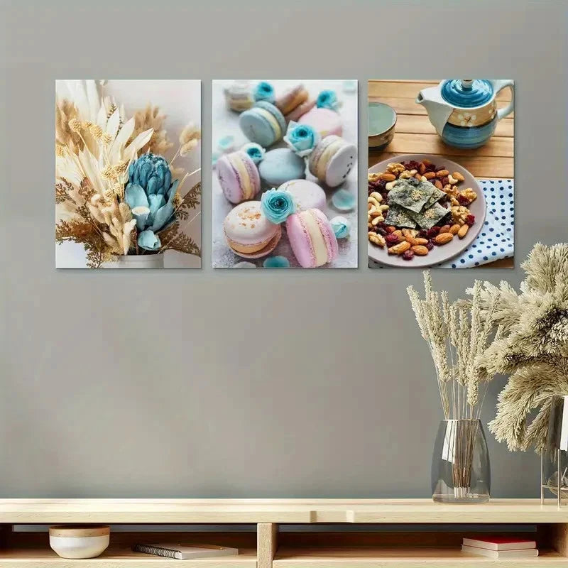 3pcs Afternoon Art Kitchen Design Metal Print Ready to Hang Art