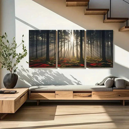 3pcs Sunlight Forest Nature Landscape Art Metal Print Ready to Hang Art
