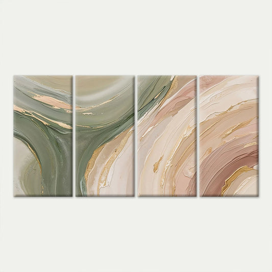 4pcs Neutral Abstract Paint Modern Wall Art Set Canvas Framed 45x80cm - High Quality Print 100% Australian Made Wall Canvas Ready to Hang
