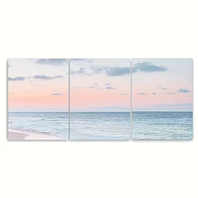 3pcs Beach Sunset Metal Print Ready to Hang Art