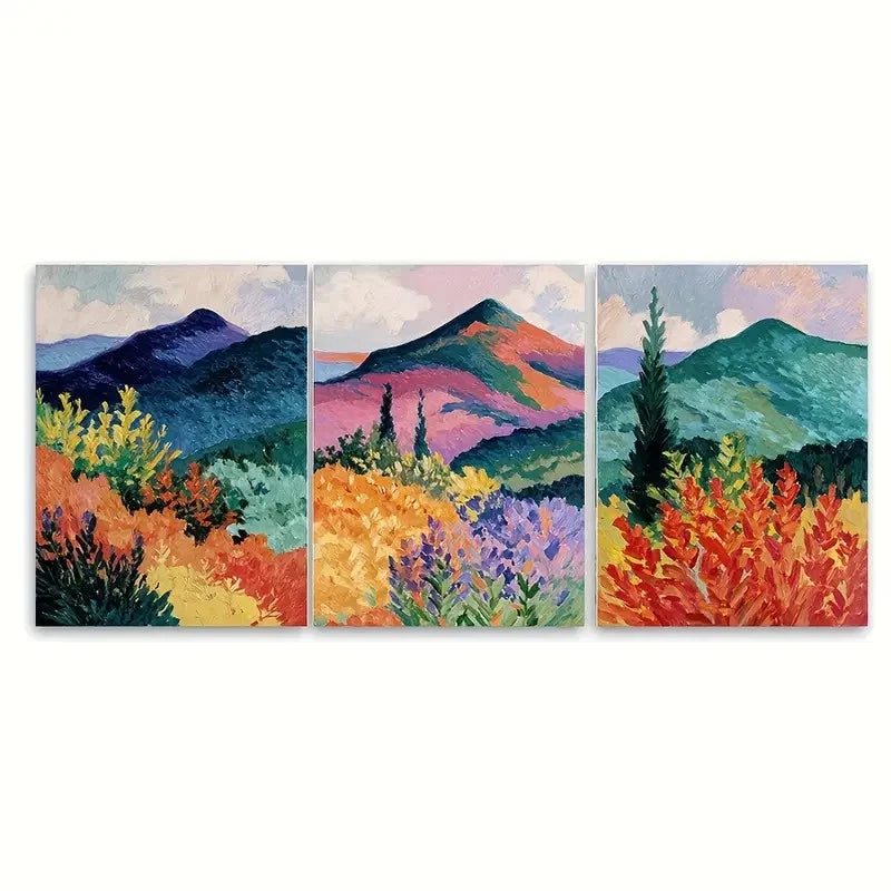 3pcs Andre Derain Mountains at Collioure Wall Art Set Canvas Framed 60x90cm - High Quality Print 100% Australian Made Wall Canvas Ready to Hang