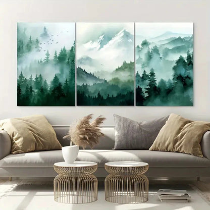 3pcs Snowy Capped Mountain Winter Metal Print Ready to Hang Art