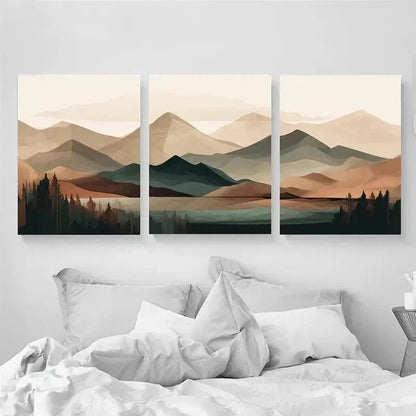 3pcs Modern Abstract Mountain Wall Art Set Canvas Framed 40x60cm - High Quality Print 100% Australian Made Wall Canvas Ready to Hang