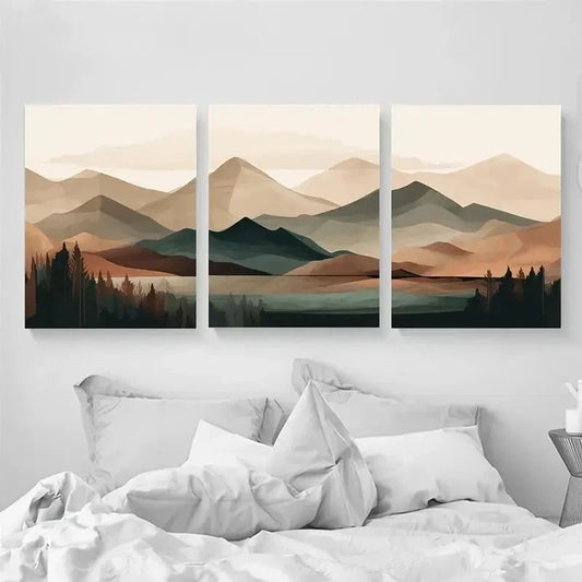 3pcs Modern Abstract Mountain Wall Art Set Canvas Framed 40x60cm - High Quality Print 100% Australian Made Wall Canvas Ready to Hang