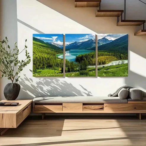 3pcs Vibrant Mountain & Lake Landscape Wall Art Canvas Unframed - High Quality Print 100% Australian Made Wall Canvas