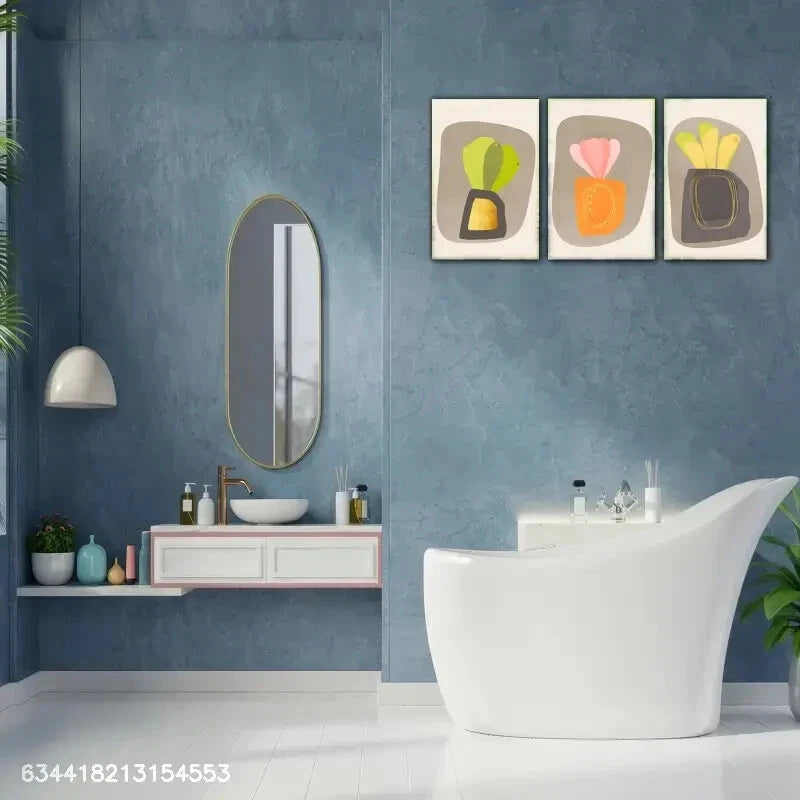 3pcs Abstract Botanical Art Decoration Poster Metal Print Ready to Hang Art