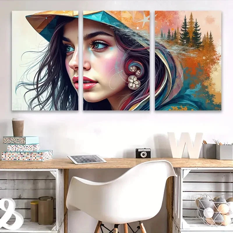 3pcs Vibrant Spray-Painted Women I Wall Art Set Canvas Framed 60x90cm - High Quality Print 100% Australian Made Wall Canvas Ready to Hang