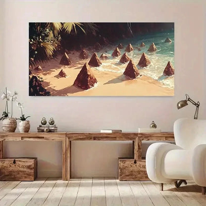 Beach with Rock Formations wall canvas office home room framed 120x60cm - Bella Home Decor