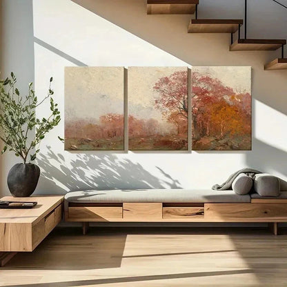 3pcs Autumn Trees Oil Style Painting Wall Art Set Canvas Framed 40x60cm - High Quality Print 100% Australian Made Wall Canvas Ready to Hang