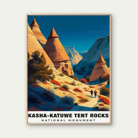 Kasha-Katuwe Tent Rocks National Monument Desert Travel Poster Print Wall Art