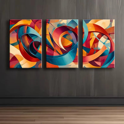 3pcs The Spinning Ribbon Illustration Wall Art Set Canvas Framed 60x90cm - High Quality Print 100% Australian Made Wall Canvas Ready to Hang