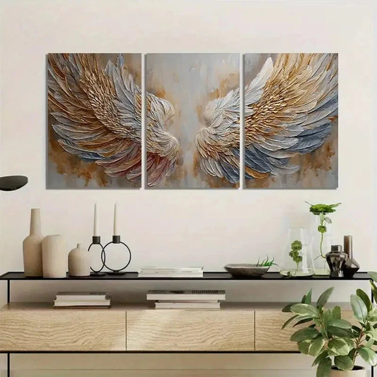 3pcs Abstract Beautiful Angel Wings Metal Print Ready to Hang Art