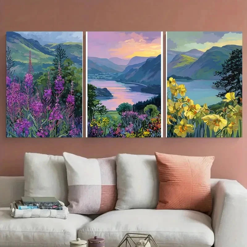 3pcs The Lake District National Park Travel Wall Art Set Canvas Framed 60x90cm - High Quality Print 100% Australian Made Wall Canvas Ready to Hang