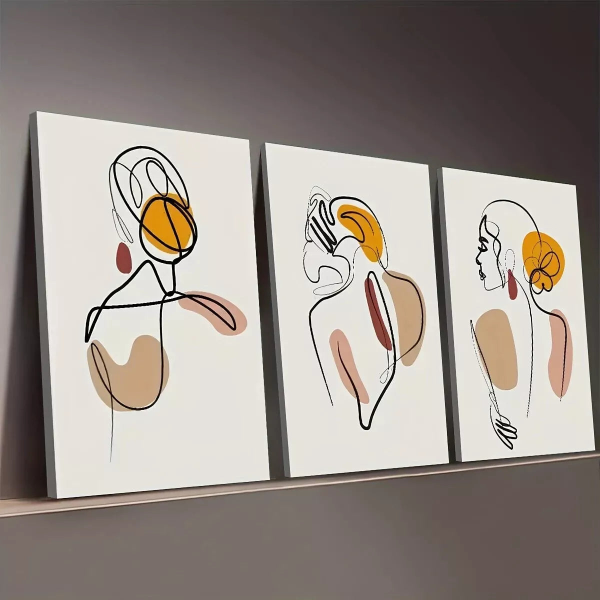 3pcs Modern Minimalist Style Feminine Abstract Wall Art Set Canvas Framed 50x70cm -  High Quality Print 100% Australian Made Wall Canvas Ready to Hang