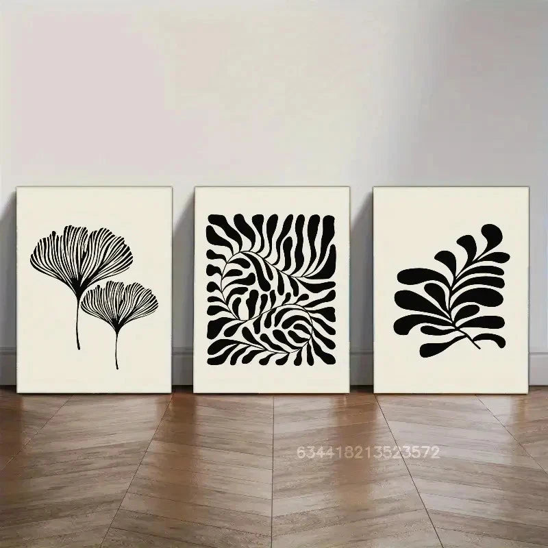 3pcs Black and white art Decor Print Metal Print Ready to Hang Art