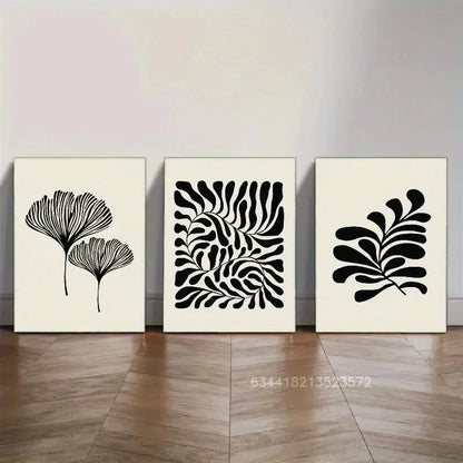 3pcs Black and white art Decor Print Metal Print Ready to Hang Art