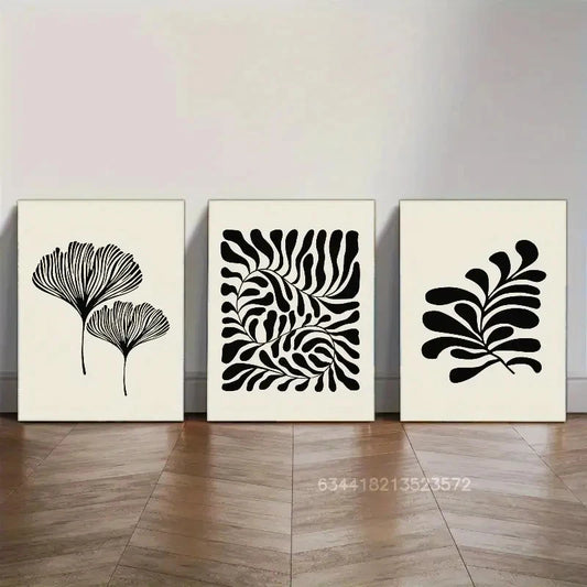 3pcs Black and white art Decor Print Metal Print Ready to Hang Art