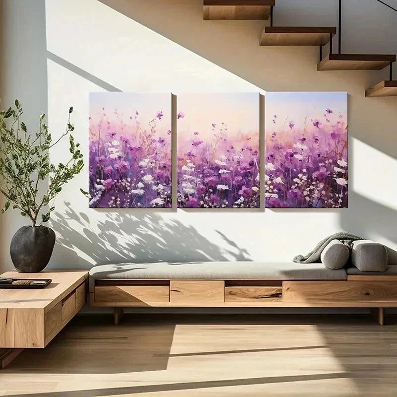 3pcs Colorful Wild Flowers Floral Wall Art Set Canvas Framed 60x90cm - High Quality Print 100% Australian Made Wall Canvas Ready to Hang