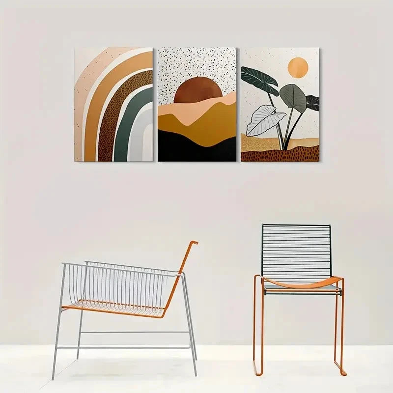 3pcs Minimalist Geometric Patterns Wall Art Set Canvas Framed 40x60cm - High Quality Print 100% Australian Made Wall Canvas Ready to Hang