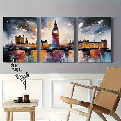 3pcs Big Ben London Cityscape Abstract British Metal Print Ready to Hang Art
