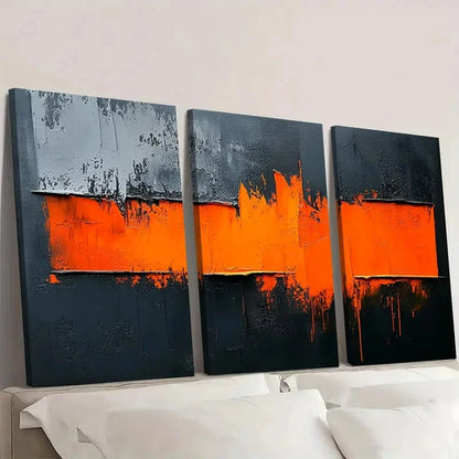3pcs Orange Accents, Minimalist Modern  OM   Wall Art Set Canvas Framed 40x60cm - High Quality Print 100% Australian Made Wall Canvas Ready to Hang
