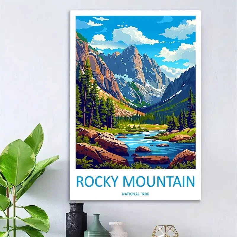 Rocky Mountain National Park Vintage Travel Poster Print Wall Art