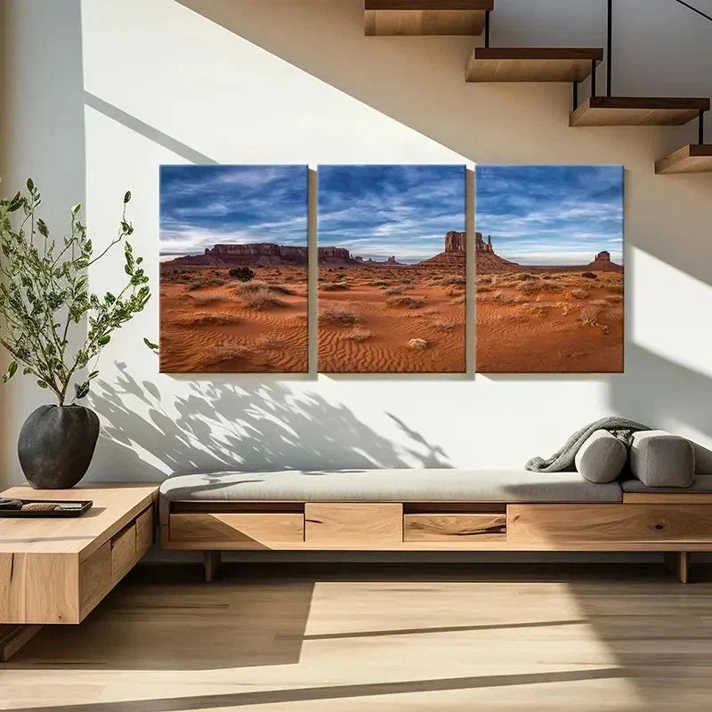 3pcs Monument Valley Landscape Decor Wall Art Set Canvas Framed 40x60cm - High Quality Print 100% Australian Made Wall Canvas Ready to Hang
