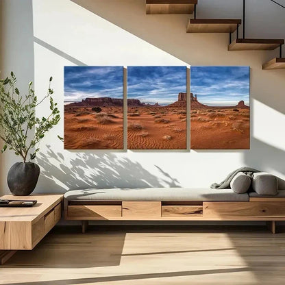 3pcs Monument Valley Landscape Decor Wall Art Set Canvas Framed 40x60cm - High Quality Print 100% Australian Made Wall Canvas Ready to Hang
