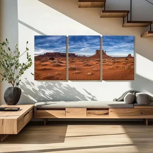 3pcs Monument Valley Landscape Decor Wall Art Set Canvas Framed 40x60cm - High Quality Print 100% Australian Made Wall Canvas Ready to Hang
