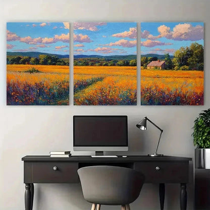 3pcs Rustic Sunset Countryside Nature Perfect Wall Art Set Canvas Framed 40x60cm - High Quality Print 100% Australian Made Wall Canvas Ready to Hang
