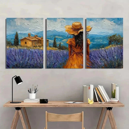 3pcs Tuscany Little Girl Artwork Small Perfect Wall Art Set Canvas Framed 40x60cm - High Quality Print 100% Australian Made Wall Canvas Ready to Hang