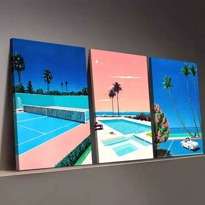 3pcs Modern Fashion Architecture Leisure Sports Wall Art Set Canvas Framed 50x70cm - High Quality Print 100% Australian Made Wall Canvas Ready to Hang - Bella Home Decor
