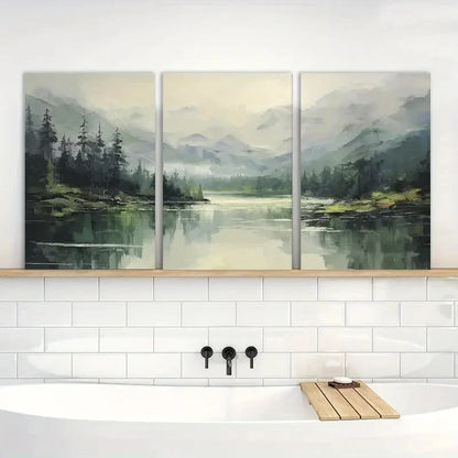 3pcs Emerald Green Mountain Lake Landscape Metal Print Ready to Hang Art