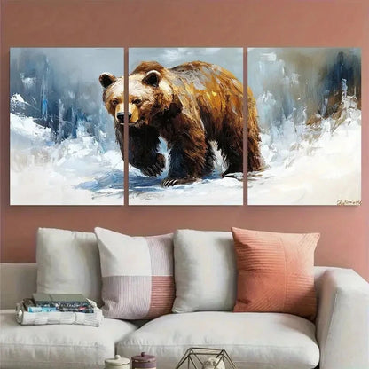 3pcs Bear Woodland Animals illustration Metal Print Ready to Hang Art