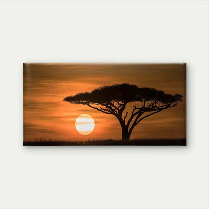 African Savanna Tree Sunset Wall Art Canvas Office Home Room Framed 120x60cm