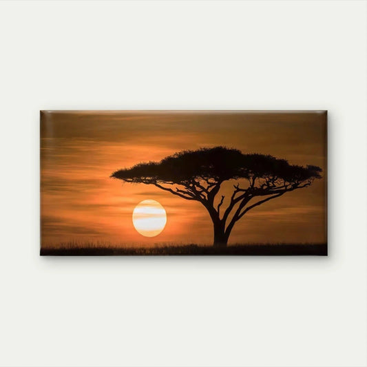 African Savanna Tree Sunset Wall Art Canvas Office Home Room Framed 120x60cm