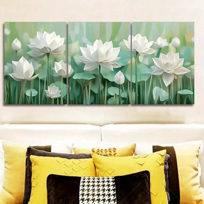 3pcs White Lotus Serene Nature Metal Print Ready to Hang Art