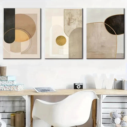 3pcs Vintage Aesthetic Painting Nordic Abstract Wall Art Set Canvas Framed 40x60cm - High Quality Print 100% Australian Made Wall Canvas Ready to Hang