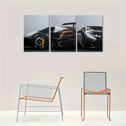 3pcs Modern Luxury Sports Automotive Car Metal Print Ready to Hang Art