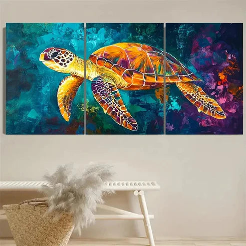 3pcs Sea Turtle Abstract Wall Art Set Canvas Unframed - High Quality Print 100% Australian Made Wall Canvas