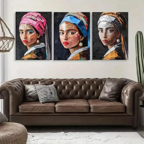 3pcs Contemporary Art Portrait of a Girl Perfect Wall Art Canvas Unframed - High Quality Print 100% Australian Made Wall Canvas