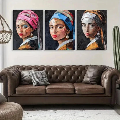 3pcs Contemporary Art Portrait of a Girl Perfect Wall Art Canvas Unframed - High Quality Print 100% Australian Made Wall Canvas