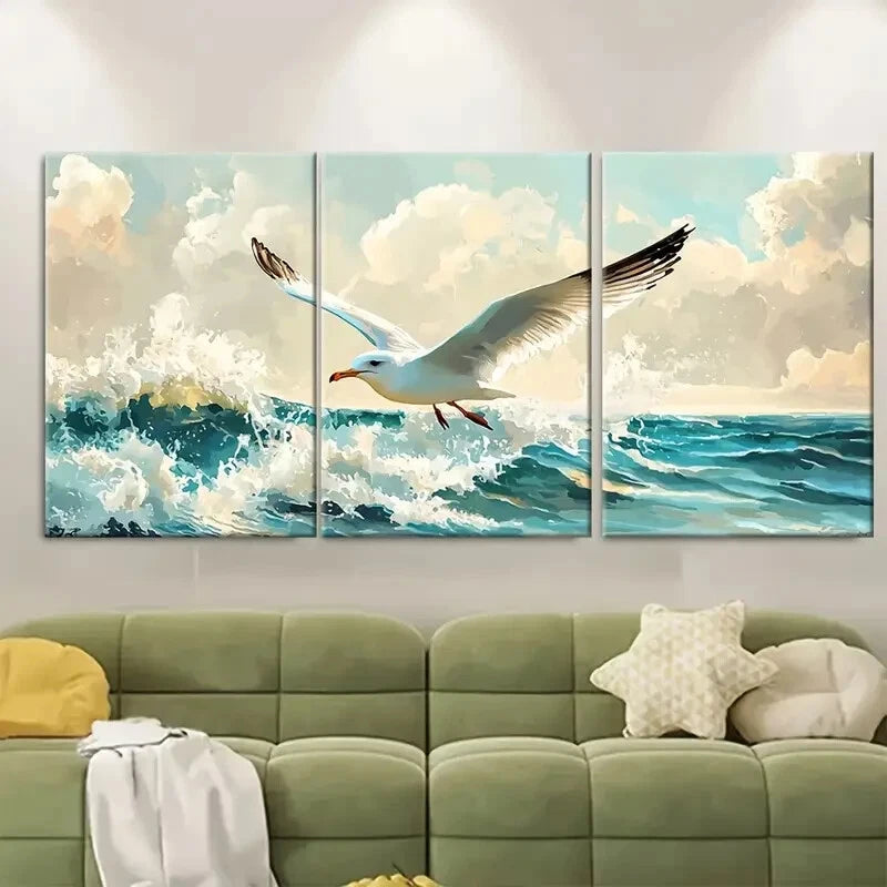 3pcs Coastal Elegance Fine Deco Poster Art Metal Print Ready to Hang Art