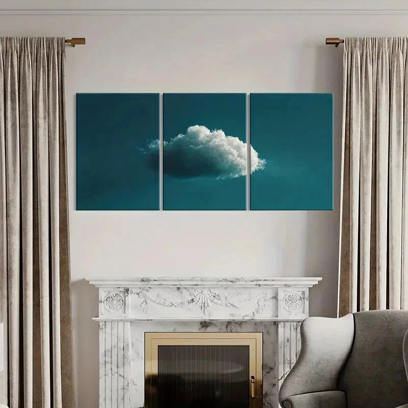 3pcs Abstract Cloudscape Art Poster Metal Print Ready to Hang Art