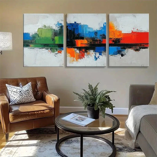 3pcs Bold Abstract Color Blocks Geometric Shapes Metal Print Ready to Hang Art