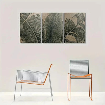 3pcs Large Banana Leaf Painting Metal Print Ready to Hang Art
