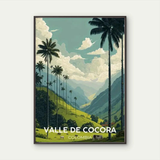 Valle De Cocora Palm Colombian Landscape Travel Poster Print Wall Art