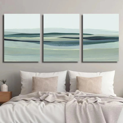 3pcs Abstract Colorful Rolling Hills Blue Metal Print Ready to Hang Art